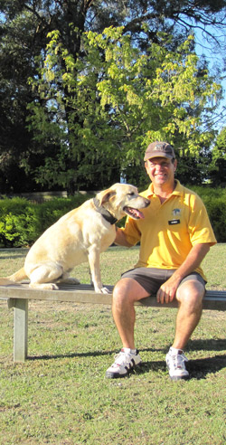 Mark and his dog, Ralph (Golden Labrador)